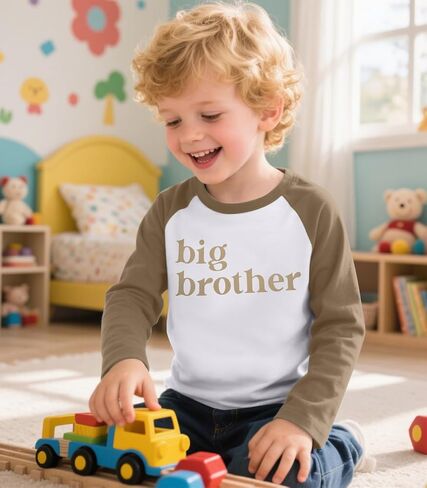 تي شيرت Big Brother للأطفال الصغار قمصان راجلان بأكمام طويلة تيشيرتات إعلان Big Bro للأطفال ملابس خريفية in Kuwait