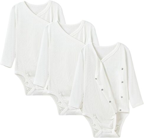 DEFAHN فيسكوز من الخيزران Baby Snap Bodysuit Kimono Onsies 3-Pack طويل كم قصير صبي فتاة أولاد in Kuwait