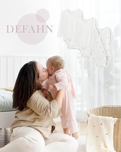 DEFAHN فيسكوز من الخيزران Baby Snap Bodysuit Kimono Onsies 3-Pack طويل كم قصير صبي فتاة أولاد in Kuwait