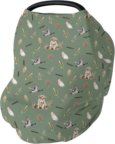 Mallard Duck Hunting Car Seat Cover for Babies Wild Ducks Leaves Stretchy 5-in-1 Cover Adjustable Infant Carseat Canopy Cover Retro Hunting Animals Breathable Nursing Cover-Up in Saudi Arabia