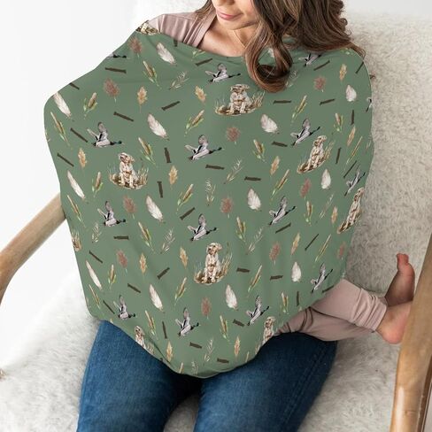 Mallard Duck Hunting Car Seat Cover for Babies Wild Ducks Leaves Stretchy 5-in-1 Cover Adjustable Infant Carseat Canopy Cover Retro Hunting Animals Breathable Nursing Cover-Up in Saudi Arabia