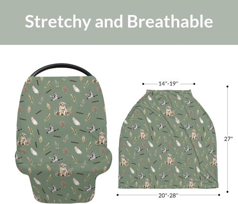 Mallard Duck Hunting Car Seat Cover for Babies Wild Ducks Leaves Stretchy 5-in-1 Cover Adjustable Infant Carseat Canopy Cover Retro Hunting Animals Breathable Nursing Cover-Up in Saudi Arabia