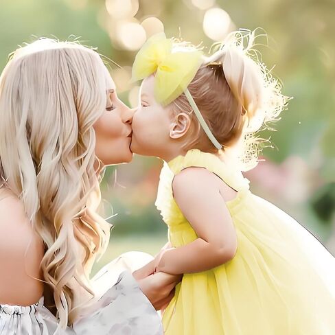 4 Pcs 4.5’’ Organza Lace Bow for Baby Girls White Headbands Pink Mesh Hair Bows Baby Shower Gifts for Newborn Infant Toddler Girl in Saudi Arabia