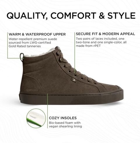 Cariuma OCA Therma High Tops Suede Boots, Comfortable Shoes for Women, Lightweight & Sustainable, Versatile Casual Footwear with 100% Vegan Insoles, Rubber Soles in Kuwait
