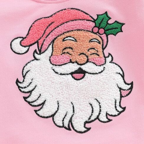 Christmas Mommy and Me Outfit Santa Embroidery Long Sleeve Sweatshirt Xmas Mom Son Daughter Matching Outfit in Saudi Arabia