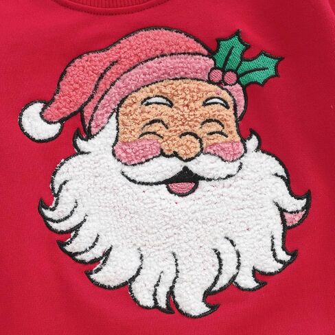 Christmas Mommy and Me Outfit Santa Embroidery Long Sleeve Sweatshirt Xmas Mom Son Daughter Matching Outfit in Saudi Arabia