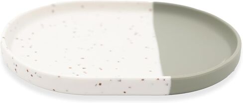 Yeah Baby Goods Silicone Plate for Highchair Trays & Full Set Tables - Duo-Toned, Modern Terrazzo Kids Plates - Dishwasher & Microwave Safe Plates - Non-Suction Baby Dishes (Sage/Brown Speckle) in Saudi Arabia