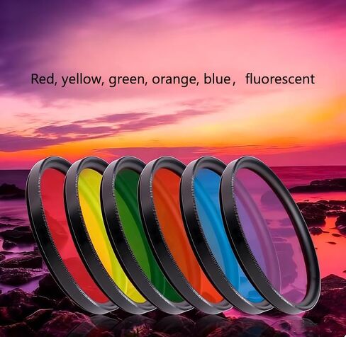 Full - Color Circular Filters (37/40.5/43/ 46/49/52/55/58/62/ 67/72/77/82mm) (Gradient Red/Yellow/Purple/Blue/Grey/Orange/Green + [8-Piece Filter Pouch Included], 72mm) in Kuwait
