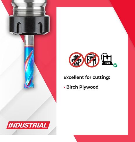 Amana Tool Spektra Extreme Tool Life Coated Solid Carbide CNC Compression Spiral Router Bit, 46702-K, 3/8 D x 7/8 CH x 3/8 Shank x 3 Inch Long 2 Flute for Birch Plywood in Saudi Arabia