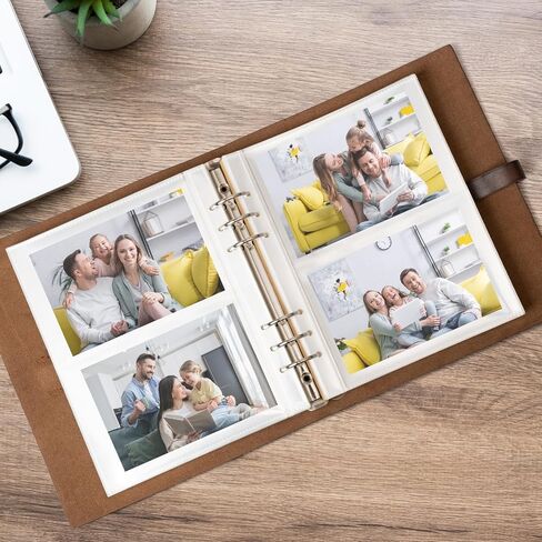 Photo Album 4x6 200 Photos, Genuine Leather Photo Albums with Writing Space with 30 Writing Paper, Travel Family Wedding Kids Graduation Ultrasound Baby Picture Album Scrapbook Photo Album（Flowers） in Saudi Arabia
