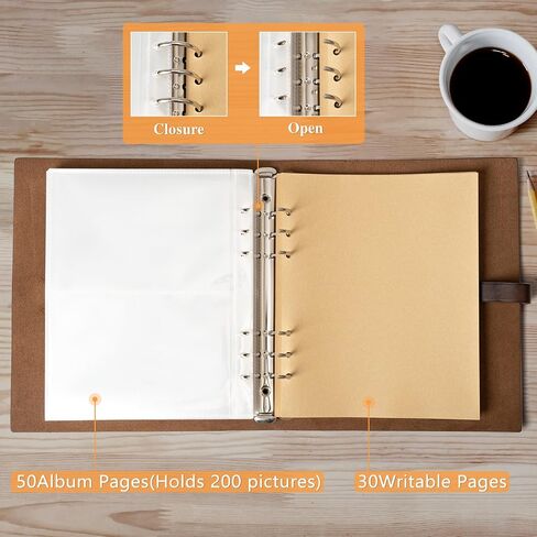 Photo Album 4x6 200 Photos, Genuine Leather Photo Albums with Writing Space with 30 Writing Paper, Travel Family Wedding Kids Graduation Ultrasound Baby Picture Album Scrapbook Photo Album（Flowers） in Saudi Arabia