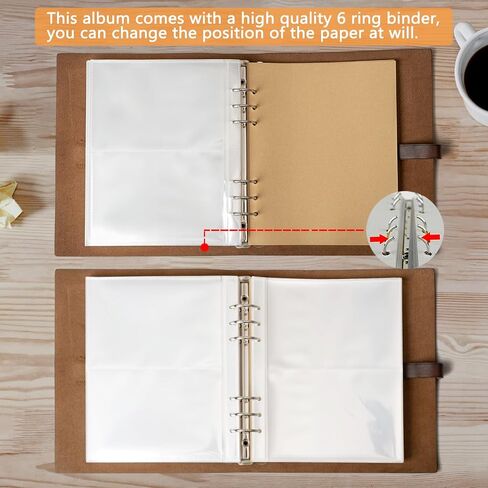 Photo Album 4x6 200 Photos, Genuine Leather Photo Albums with Writing Space with 30 Writing Paper, Travel Family Wedding Kids Graduation Ultrasound Baby Picture Album Scrapbook Photo Album（Flowers） in Saudi Arabia
