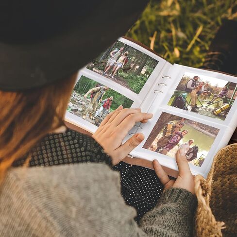 Photo Album 4x6 200 Photos, Genuine Leather Photo Albums with Writing Space with 30 Writing Paper, Travel Family Wedding Kids Graduation Ultrasound Baby Picture Album Scrapbook Photo Album（Flowers） in Saudi Arabia