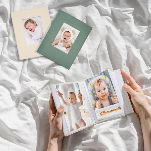 Vienrose Morandi Fabric Cover Photo Album, Each Picture Book Holds 52 Photos for 4x6 Pictures, 2-Pack Small Memory Books for Family Wedding Baby, Light Green + Dark Green in Saudi Arabia