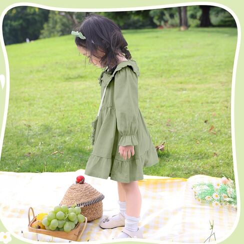 Play Tailor Toddler Fall Dress with Bag Girls Long Sleeve Outfits Ruffle Dress Casual Spring Fall Clothes for Baby Girls in Saudi Arabia