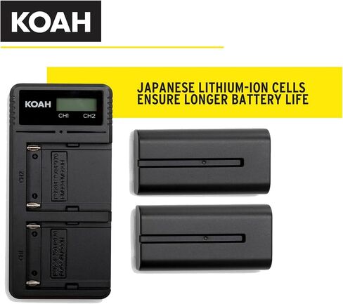 Koah PRO Sony NP-F570 Two-Pack Rechargeable 3350mAh Batteries and Dual USB-C LCD Charger in Saudi Arabia