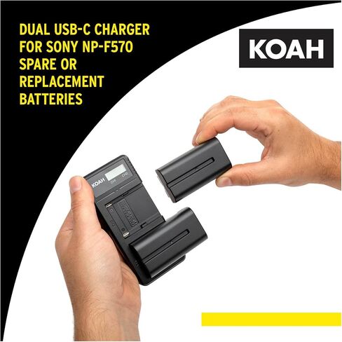Koah PRO Sony NP-F570 Two-Pack Rechargeable 3350mAh Batteries and Dual USB-C LCD Charger in Saudi Arabia