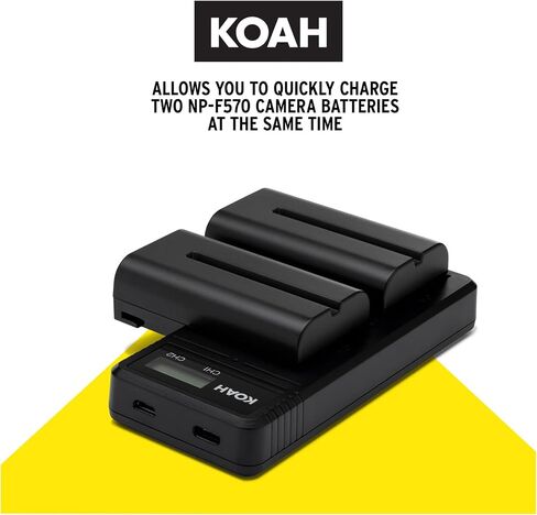 Koah PRO Sony NP-F570 Two-Pack Rechargeable 3350mAh Batteries and Dual USB-C LCD Charger in Saudi Arabia