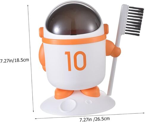 ARTIBETTER Cartoon Astronaut Small Desktop Trash Can with Lid Compact Rubbish Bin for Home Office Lightweight Waste Container with Brush for Easy Clean-up in Saudi Arabia