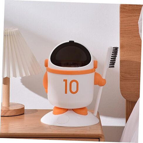 ARTIBETTER Cartoon Astronaut Small Desktop Trash Can with Lid Compact Rubbish Bin for Home Office Lightweight Waste Container with Brush for Easy Clean-up in Saudi Arabia