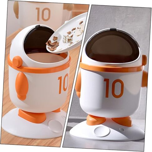 ARTIBETTER Cartoon Astronaut Small Desktop Trash Can with Lid Compact Rubbish Bin for Home Office Lightweight Waste Container with Brush for Easy Clean-up in Saudi Arabia