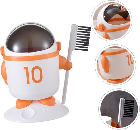 ARTIBETTER Cartoon Astronaut Small Desktop Trash Can with Lid Compact Rubbish Bin for Home Office Lightweight Waste Container with Brush for Easy Clean-up in Saudi Arabia