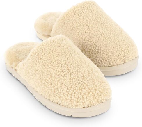 Cozy Earth Puffy Sheep Slippers - Women’s Shearling Fur House Slippers - Indoor Outdoor - Padded Footbed & Rubber Outsole in Kuwait