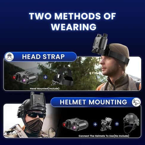 Night Vision Goggles Head Mounted, 1312FT Night Vision Binoculars Compatible with Military Tactical Helmet, Infrared Long Focus 8X Digital Zoom/32GB SD Card, black in Kuwait