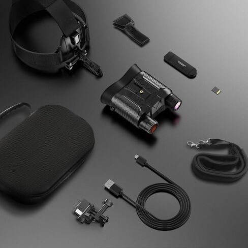 Night Vision Goggles Head Mounted, 1312FT Night Vision Binoculars Compatible with Military Tactical Helmet, Infrared Long Focus 8X Digital Zoom/32GB SD Card, black in Kuwait