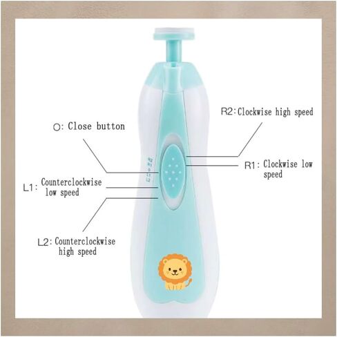 Baby Nail Trimmer Safe (Lion) – Quiet & Safe Nail File for Newborn, Infant & Toddler – Lion & Butterfly Design – Painless, Safe, and Electric for Baby Boy or Girl – Blue (Lion) in Saudi Arabia