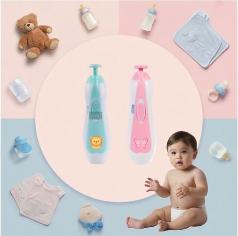 Baby Nail Trimmer Safe (Lion) – Quiet & Safe Nail File for Newborn, Infant & Toddler – Lion & Butterfly Design – Painless, Safe, and Electric for Baby Boy or Girl – Blue (Lion) in Saudi Arabia