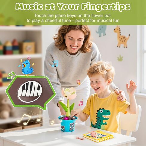 Flower Building Toy with Music, Flowers Botanical Plants Blocks Sets Kits, Halloween Birthday Thanksgiving Gift Ideas for Kid Girl Boy Child, Home Dorm Room Desk Decor, Ages 5 6 7 8, Sunflower in Kuwait