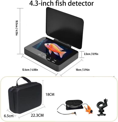 PUSOKEI 1080P Underwater Fishing Camera, Portable Fish Finder Camera with 4.3 Inch HD & 30m Cable, 195 Wide Angle, IP68 Water Proof, for Lake, Boat, Ice Fishing in Saudi Arabia