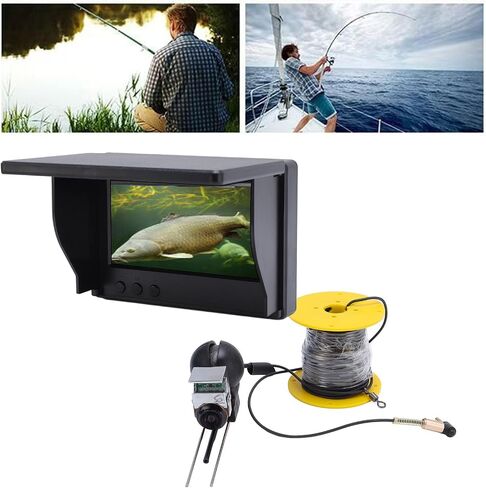كاميرا الصيد تحت الماء PUSOKEI، 1080P HD 5MP 1500cd سطوع 220 درجة زاوية واسعة 4.3 بوصة، مع 8 مصابيح LED وكابل 30 متر، لصيد الأسماك على الجليد in Saudi Arabia