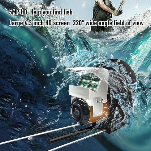 كاميرا الصيد تحت الماء PUSOKEI، 1080P HD 5MP 1500cd سطوع 220 درجة زاوية واسعة 4.3 بوصة، مع 8 مصابيح LED وكابل 30 متر، لصيد الأسماك على الجليد in Saudi Arabia