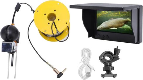 كاميرا الصيد تحت الماء PUSOKEI، 1080P HD 5MP 1500cd سطوع 220 درجة زاوية واسعة 4.3 بوصة، مع 8 مصابيح LED وكابل 30 متر، لصيد الأسماك على الجليد in Saudi Arabia