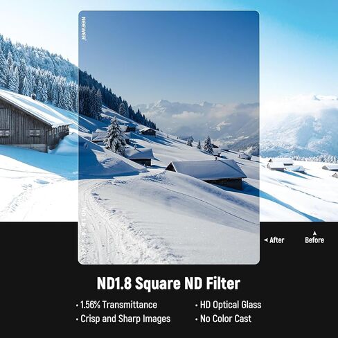 NEEWER 1/4 Black Diffusion Mist Dreamy Effect 4"x5.65" Cinema Square Filter (Rectangular) with HD Optical Glass ND1.8 (6 Stops) Square ND Filter Dual Sided 30 Multi Nano Coated Neutral Density Filter in Saudi Arabia