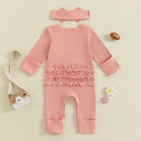 MERSARIPHY Infant Baby Boy Girl Football Outfit On Sundays We Watch Football With Daddy Football Season Romper Jumpsuit + Hat in Saudi Arabia