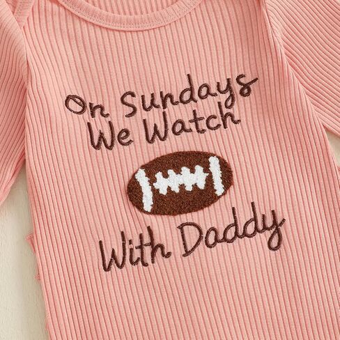 MERSARIPHY Infant Baby Boy Girl Football Outfit On Sundays We Watch Football With Daddy Football Season Romper Jumpsuit + Hat in Saudi Arabia