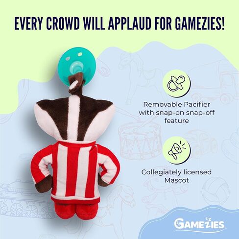 Gamezies Baby Boy and Girl سيليكون جامعة ويسكونسن مرخصة بشكل جماعي، ماديسون باكي بادجر التميمة القطيفة اللهاية التي تم اختبارها من قبل قانون تحسين سلامة المنتجات الاستهلاكية، لعبة قطيفة قابلة للإزالة والغسل، خالية من مادة BPA، من عمر 0 ​​إلى 6 أشهر in Kuwait