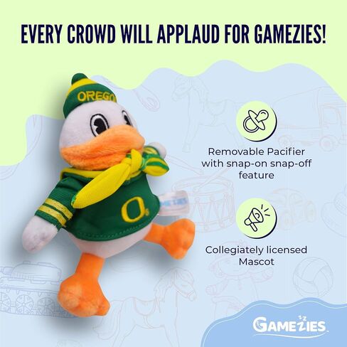 Gamezies Baby Boy and Girl Silicone The Oregon Duck، لهاية جامعة أوريغون مع تميمة جامعية قابلة للإزالة، لعبة قطيفة قابلة للغسل تم اختبارها من قبل CPSIA، خالية من BPA من 0 إلى 6 أشهر in Kuwait