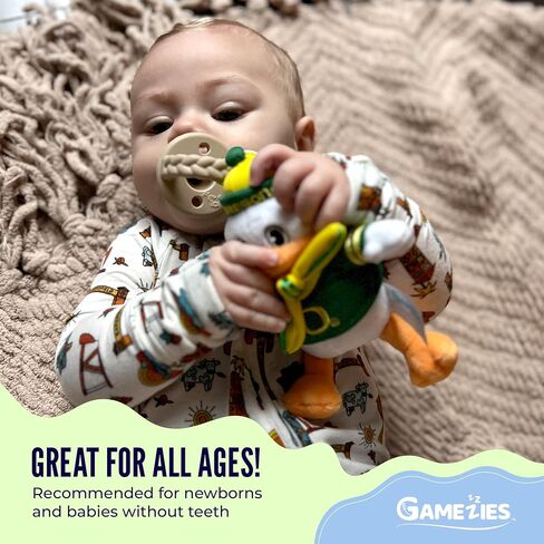 Gamezies Baby Boy and Girl Silicone The Oregon Duck، لهاية جامعة أوريغون مع تميمة جامعية قابلة للإزالة، لعبة قطيفة قابلة للغسل تم اختبارها من قبل CPSIA، خالية من BPA من 0 إلى 6 أشهر in Kuwait