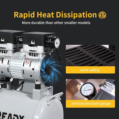 ضاغط هواء محمول سعة 2 جالون 0.75 حصان 1.7 CFM@90PSI 60 ديسيبل ضاغط هواء فائق الهدوء وخالي من الزيت مثالي لنفخ الإطارات بالهواء المضغوط أداة رش الطلاء in Kuwait