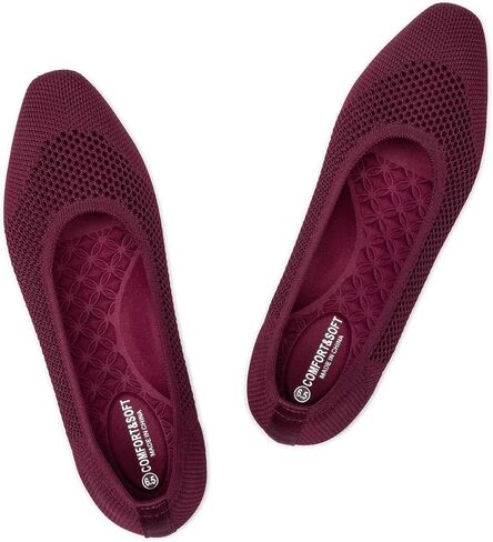 Frank Mully Square Toe Flats for Women Breathable Mesh Knitted Shoes with Arch Support for Walking, Travel & Daily Wear in Saudi Arabia