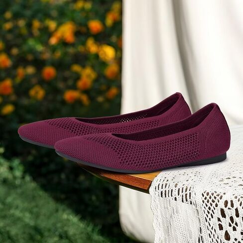 Frank Mully Square Toe Flats for Women Breathable Mesh Knitted Shoes with Arch Support for Walking, Travel & Daily Wear in Saudi Arabia