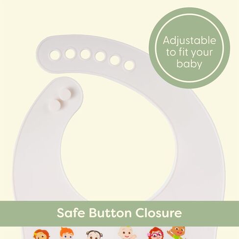 CoComelon Silicone Bibs for Babies with Adjustable Neck - Durable Baby Silicone Bibs - Baby Bib with Food Catcher Pouch for Mess-Free Meal Time - Baby Led Weaning for Boys and Girls in Saudi Arabia