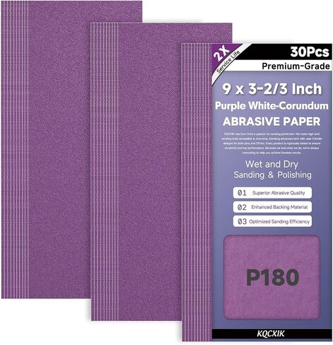 10-Sheet Premium White Corundum Wet Dry Sand Paper Assortment Pack | 80-2000 Grit, 9 x 11 Inch, Heavy Duty, Waterproof＆Robust Latex Paper, Tear-Resistant Sandpaper for Metal Auto Paint Wood in Saudi Arabia