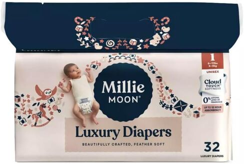 Millie Moon Luxury Disposable Diapers ((Size,1-32,ct)) in Saudi Arabia