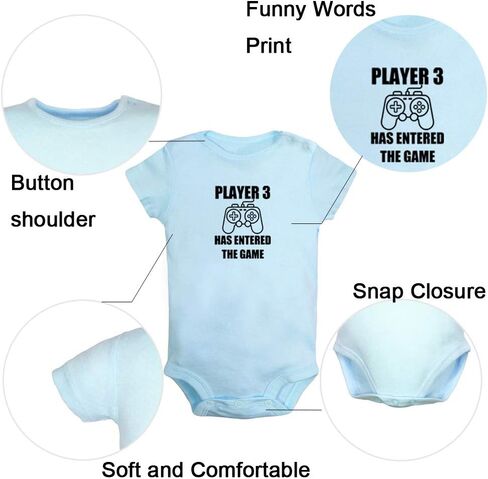 iDzn Player 3 Has Entered The Game Funny Romper Baby Bodysuit Infant Jumpsuits Outfit in Saudi Arabia