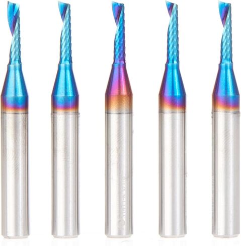 أداة Amana 51411-K-5 5 قطع CNC Spektra مطلية بـ SC لولبية O قطع بلاستيكية مفردة 1/8 D x 1/2 CH x 1/4 SHK x 2 بوصة طويلة لقم التوجيه مع لمسة نهائية مرآة in Saudi Arabia